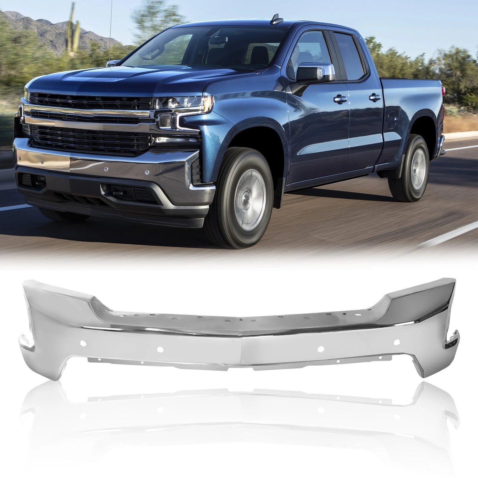 Chrome Steel Front Bumper for Chevy Silverado 1500 (2019–2022)