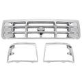 Chrome Mesh Grille Headlight Bezels for Ford F150 F250 F350 Bronco (1992–1997)