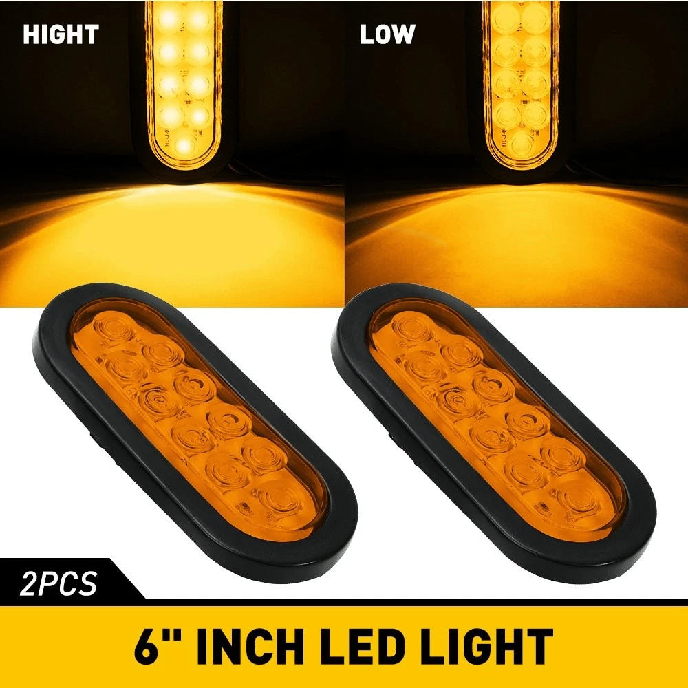 2X LED Oval Tail Marker Lights for Tractors Dump Truck (EOH)