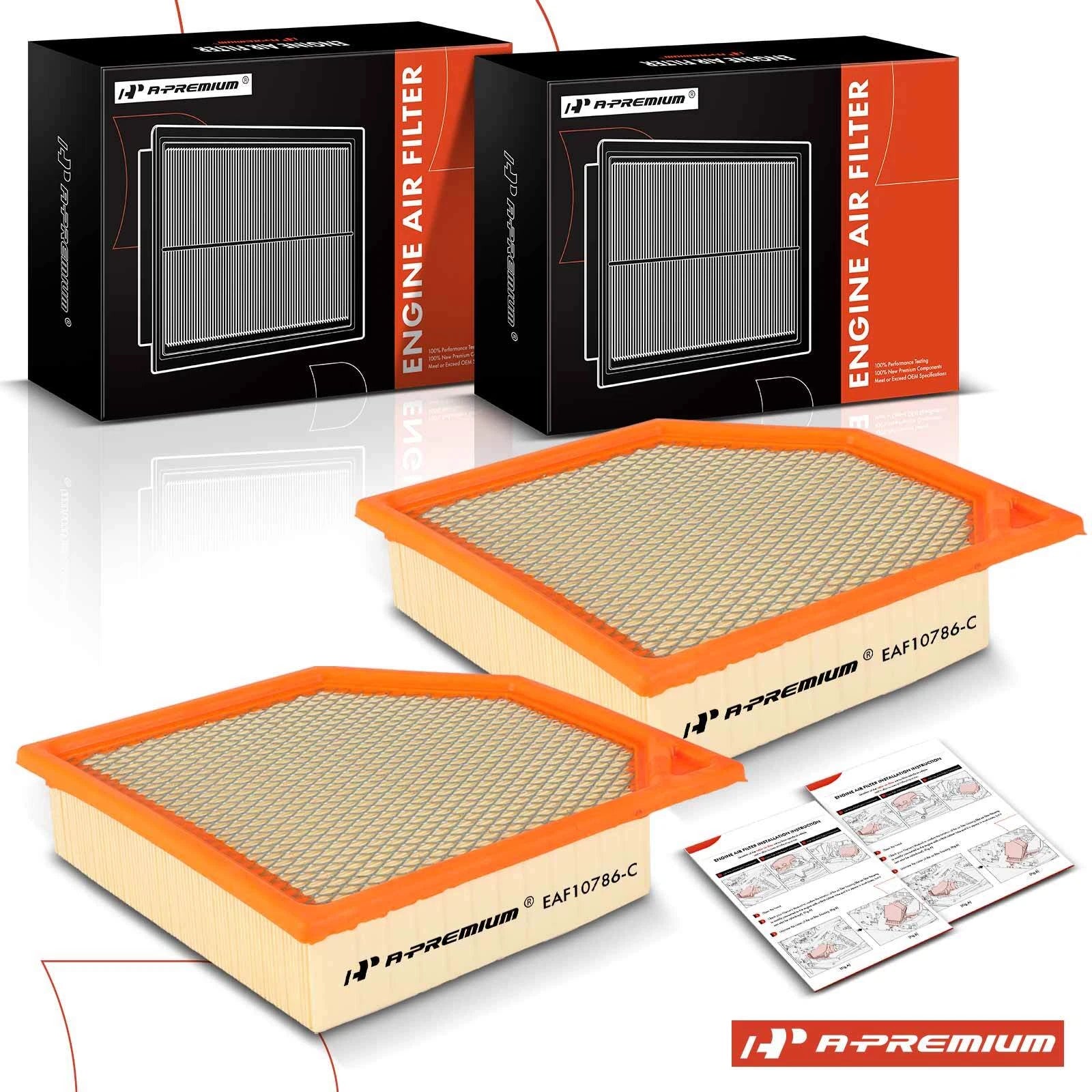 2X Engine Air Filter for Ford Mustang (2007–2010) V8 5.4L Flexible Panel