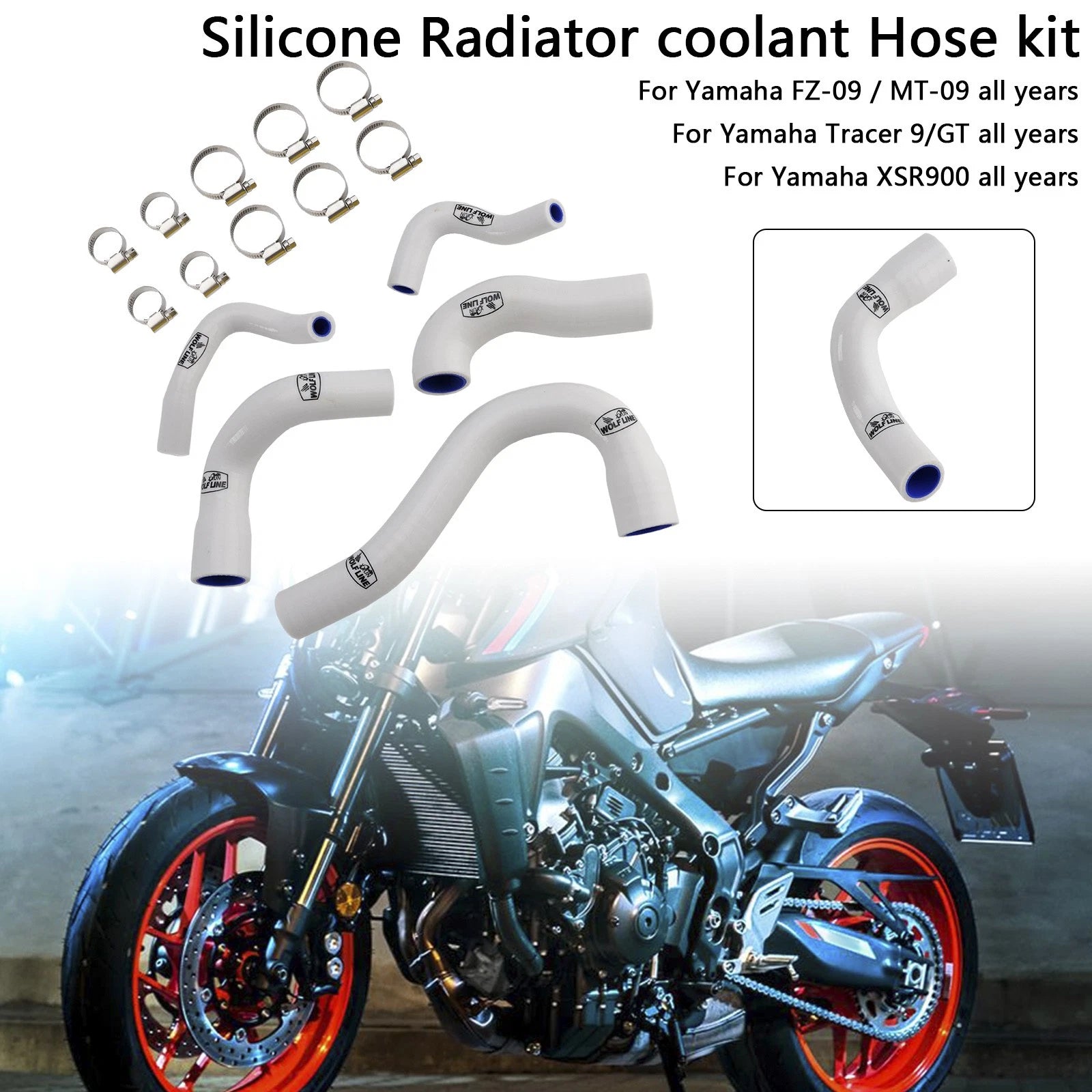 Silicone Radiator Coolant Hose for Yamaha MT-09 XSR900 Tracer 9 GT (All Years)