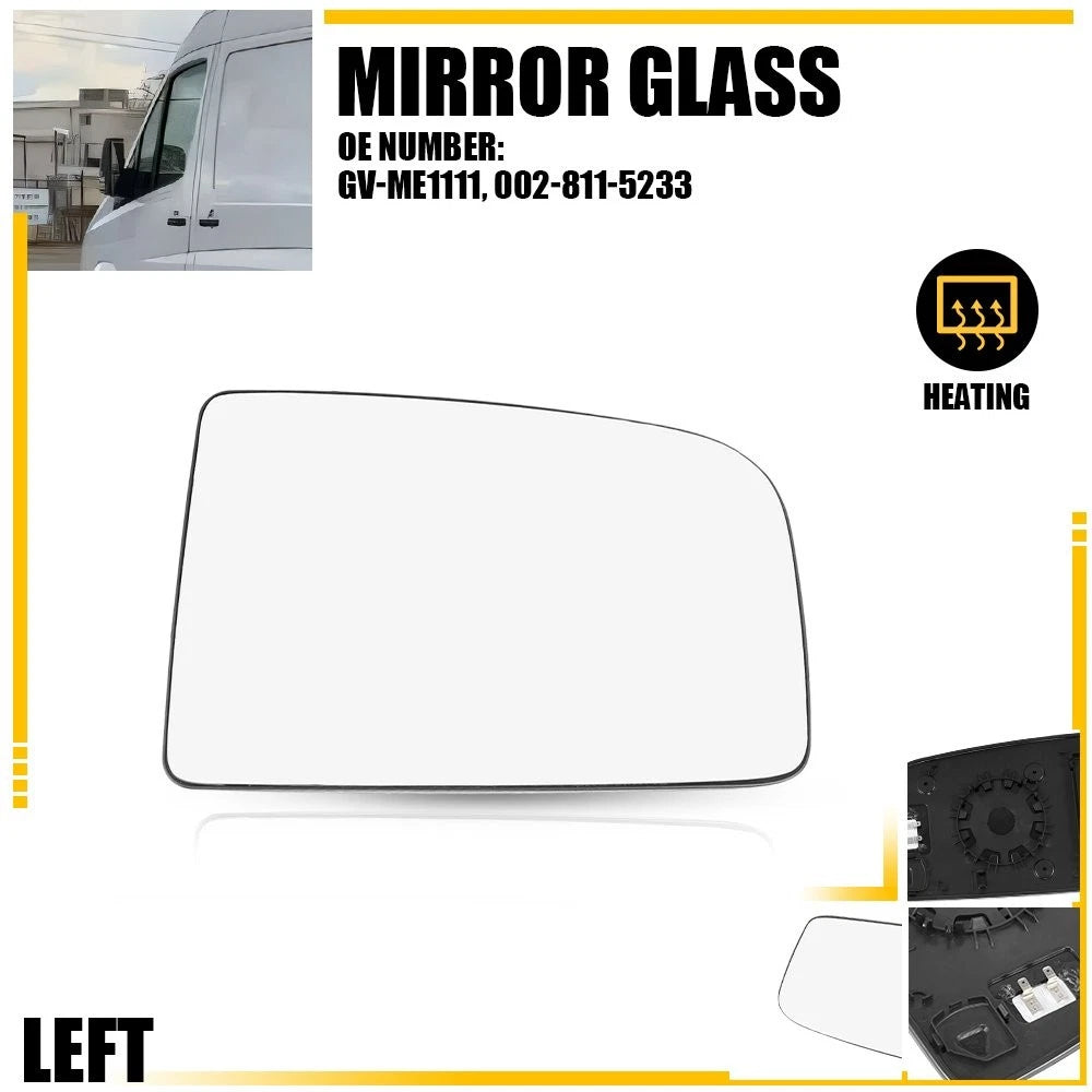 Heated Mirror Glass w/Backing Left for Mercedes-Benz Sprinter (2010–2018)