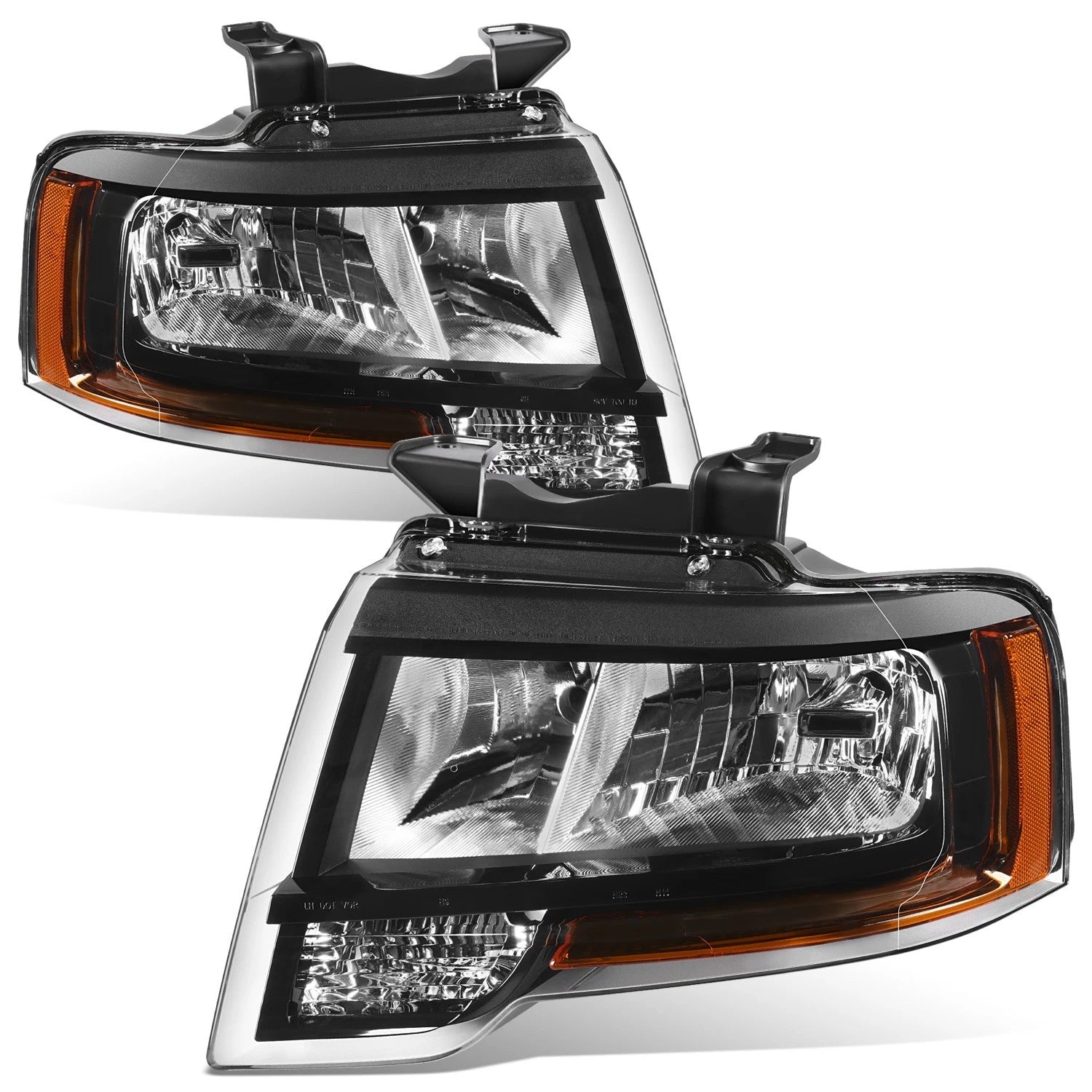 Headlights Pair for Ford Expedition (2015–2017) OE Style Black Housing Clear Lens