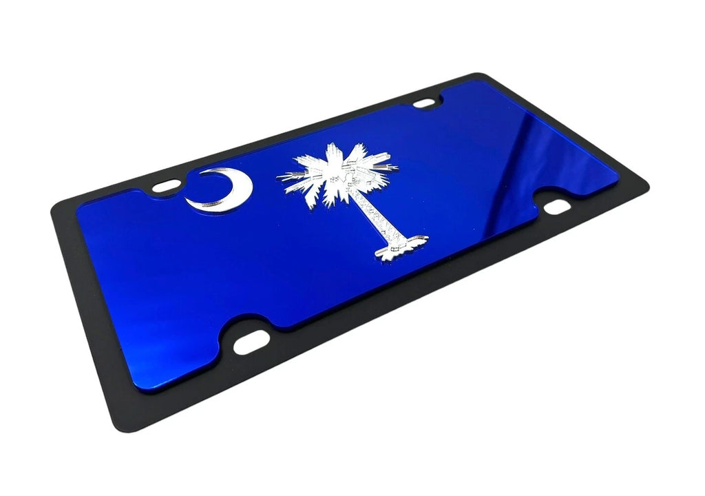 License Plate Frame Premium Black for Mirror South Carolina (Universal Fit)