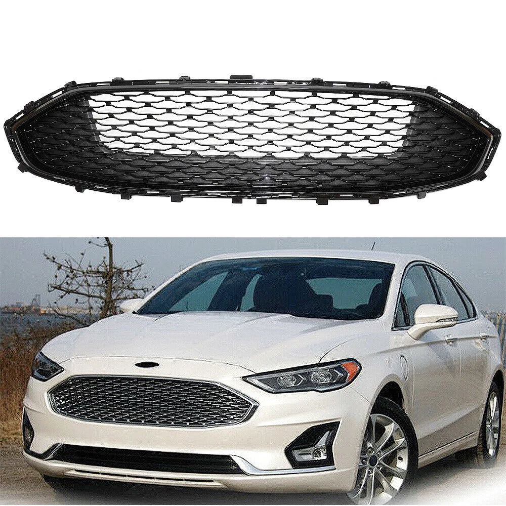 Front Bumper Grille for Ford Fusion (2019–2020) Glossy Black Mesh