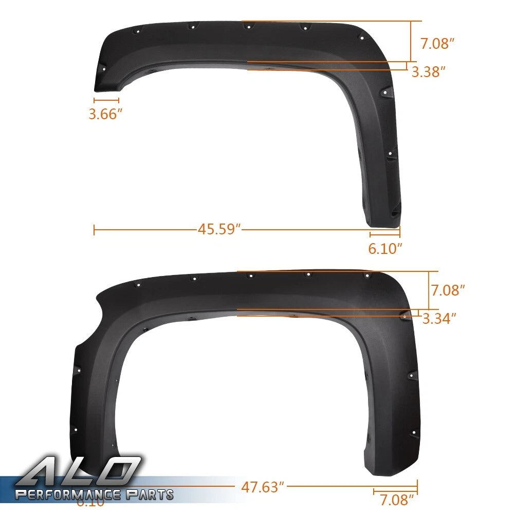 Set of 4 Pocket Rivet Style Fender Flares for Silverado 1500