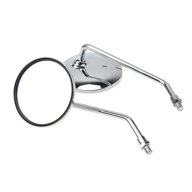8mm Chrome Round Rear View Side Mirrors for Kawasaki Honda Suzuki Scooter