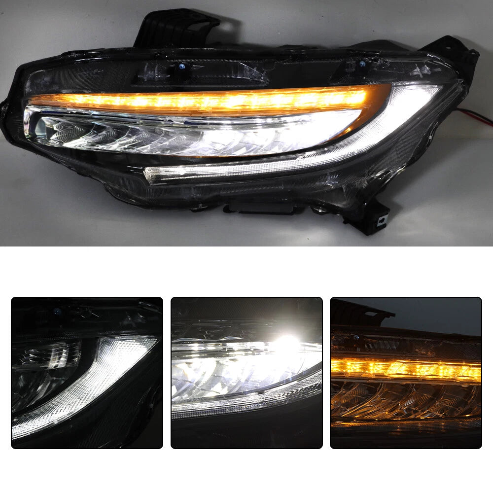 Full LED Headlight for Honda Civic (2016â2019) Left Driver Side Clear Lens
