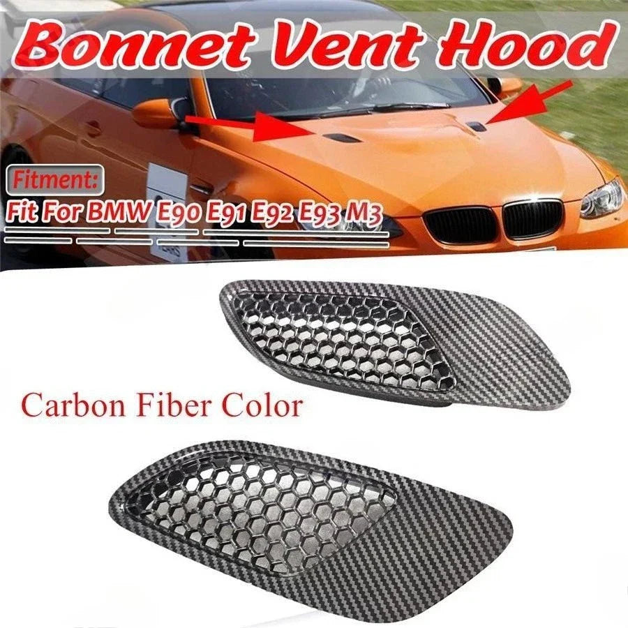 2 x Bonnet Vent Hood Carbon Fiber M3 Type for BMW E90 E91 E92 E93 (2005–2013)