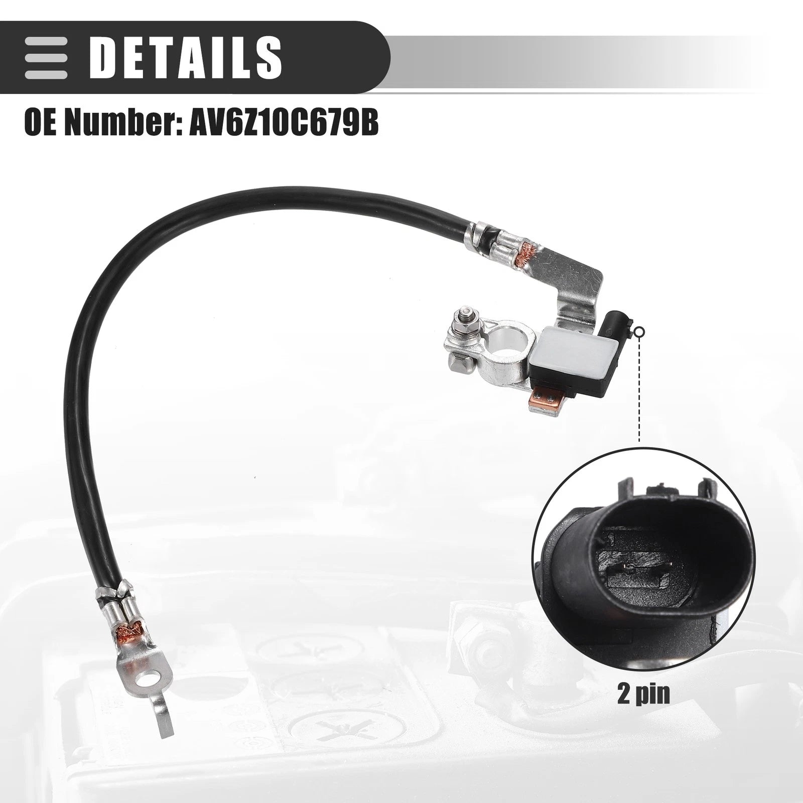 Negative Battery Cable Wire with Plug for Ford Escape Focus C-Max (2013–2019) AV6Z-10C679-P