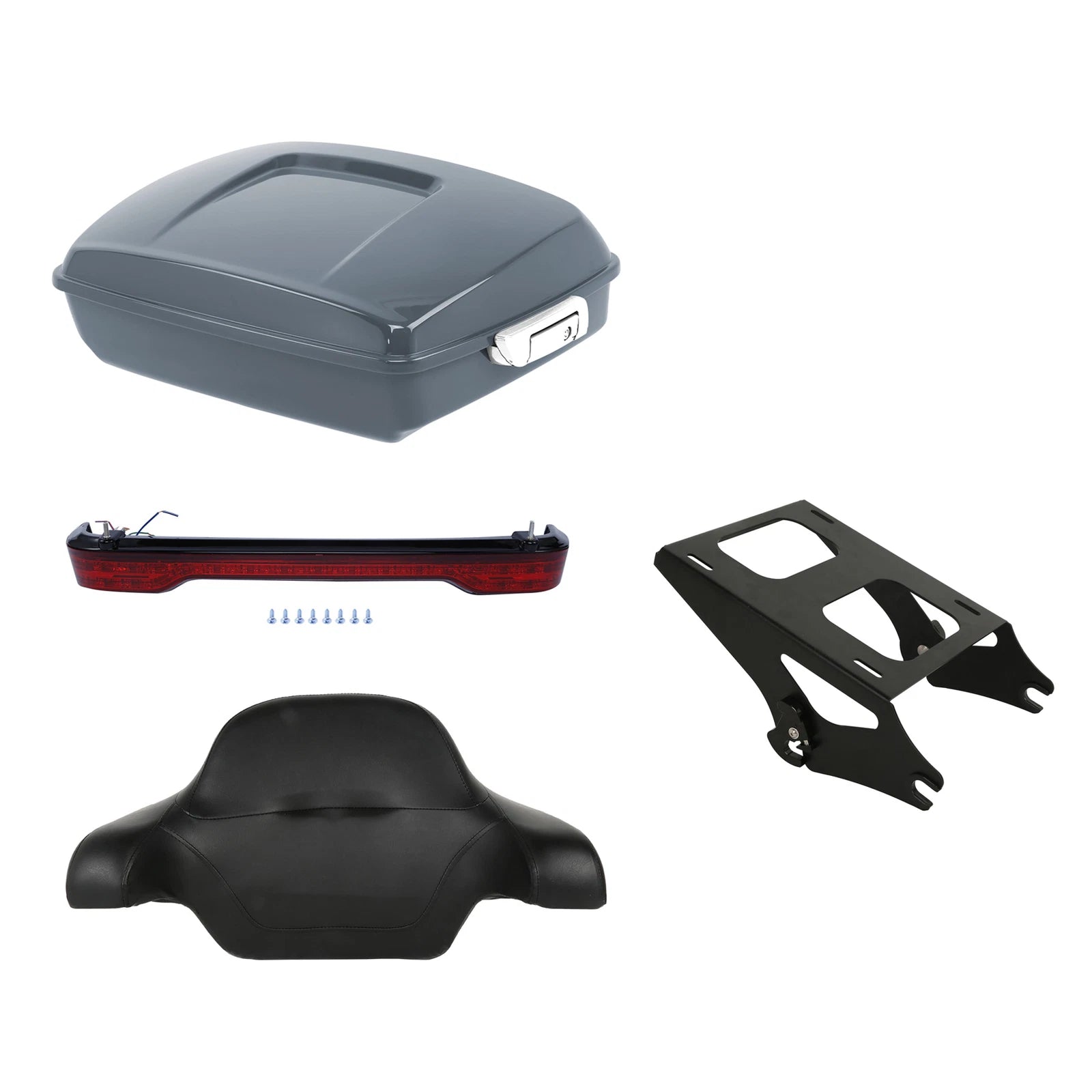 Chopped Trunk Backrest Mount Light for Harley Road Glide (2014–2023) Gunship Gray