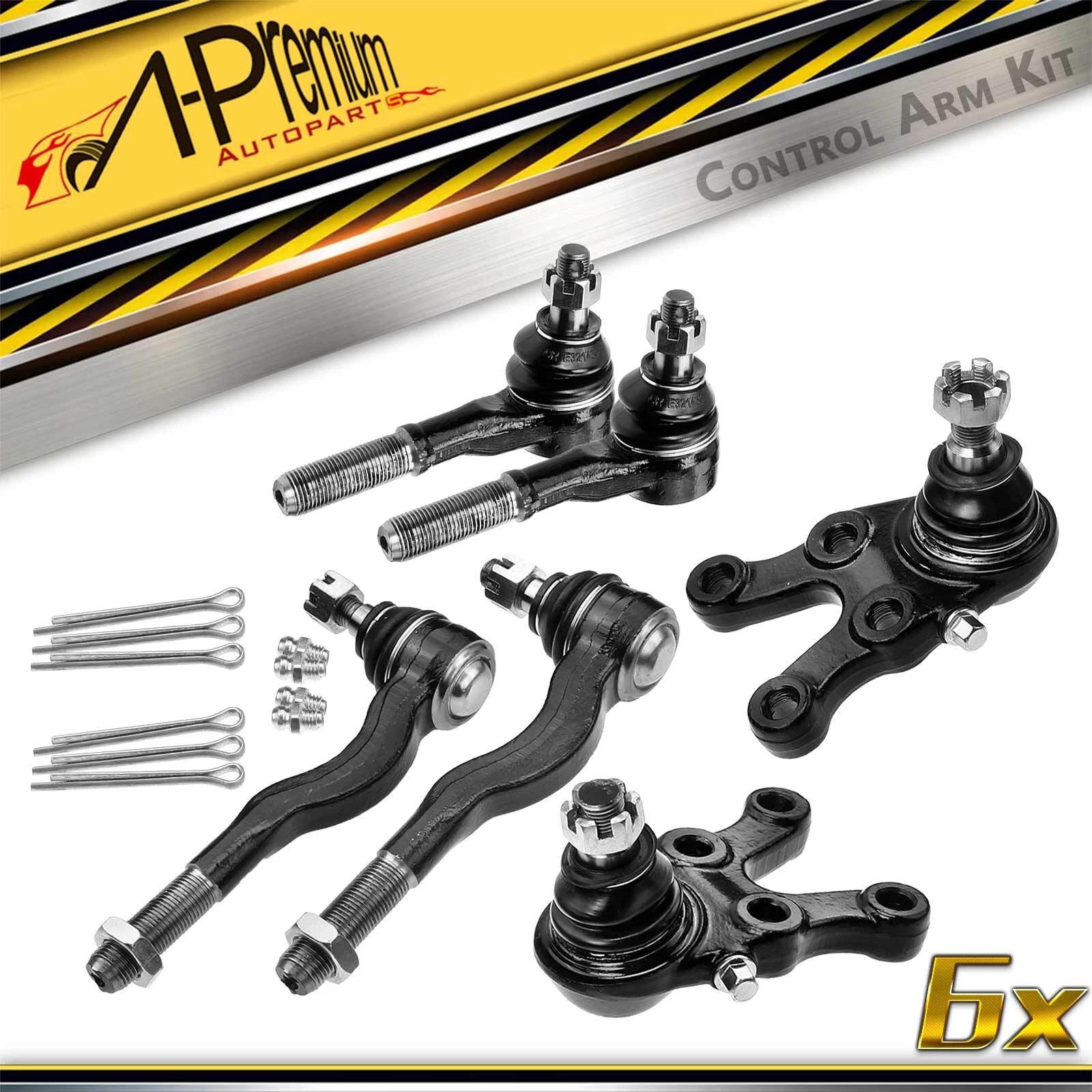 Set of 6 Front Ball Joints & Tie Rods for Mitsubishi Montero Sport (1997–2004)