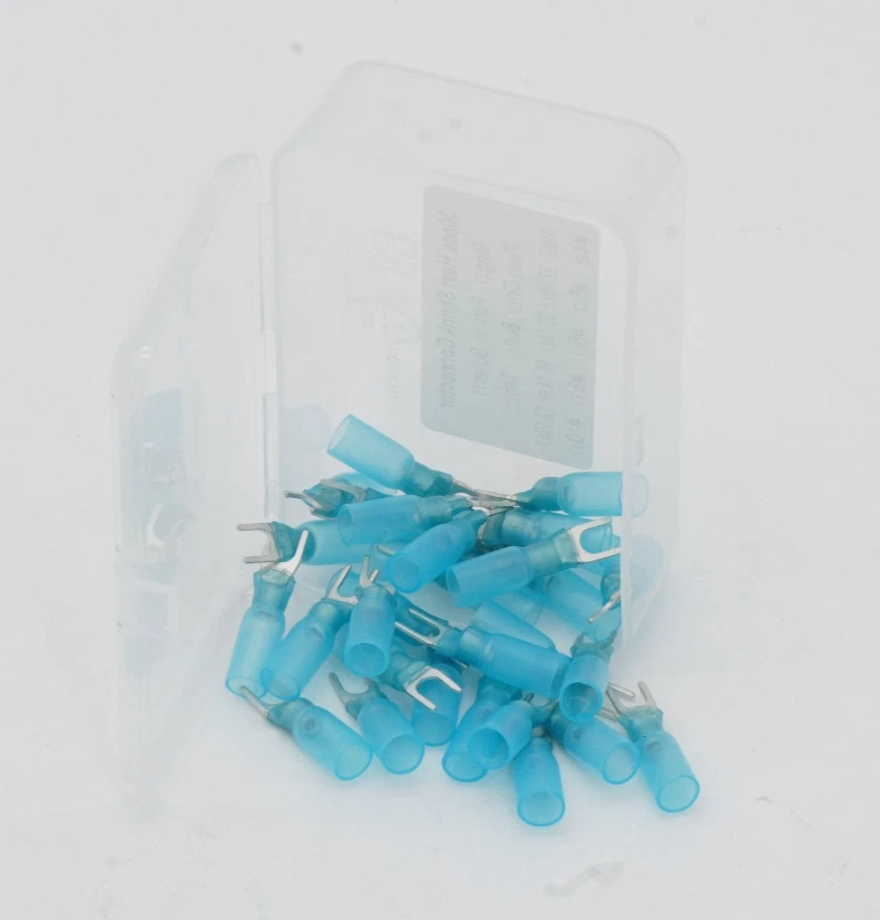 30-Pack Marine HDPE Heat Shrink Fork Terminal #4 16-14 Connector AWG