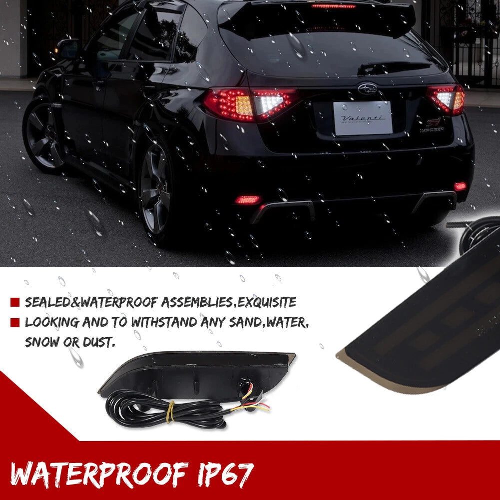 LED Rear Bumper Stop Brake Lights for Subaru Impreza WRX STI (2008–2014)