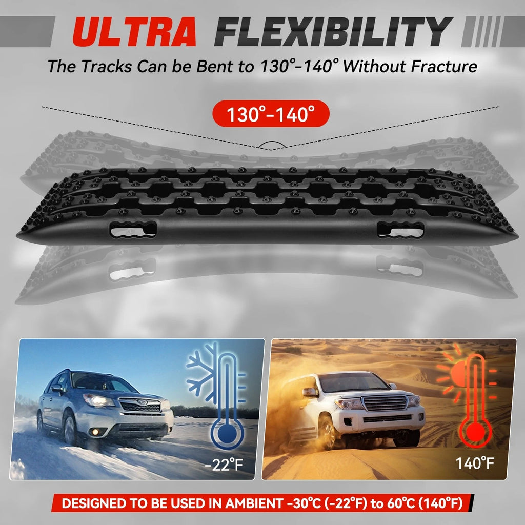 2X Black 41" Recovery Traction Tracks Boards for Off-Road Vehicles
