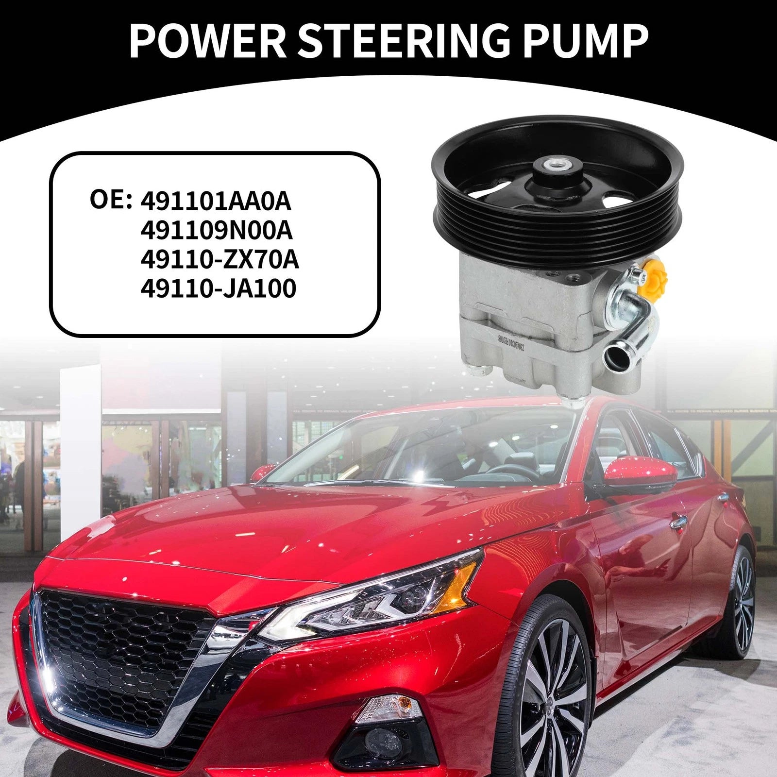 1 Pc Power Steering Pump with Pulley 491109N00A for Nissan Altima (2007–2012)
