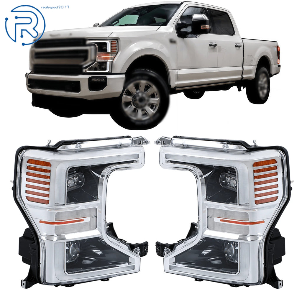 2X Chrome LED Headlamps for Ford F250 F350 Super Duty (2020–2022)