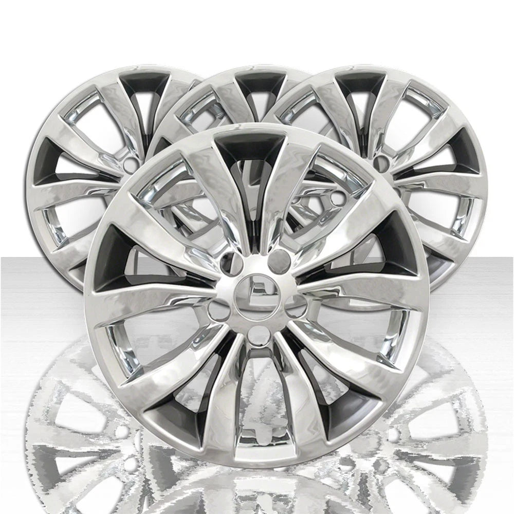 4pc 17' 10 Spoke Wheel Skins for 2015-2020 Chrysler 300 - Chrome Silver/Charcoal