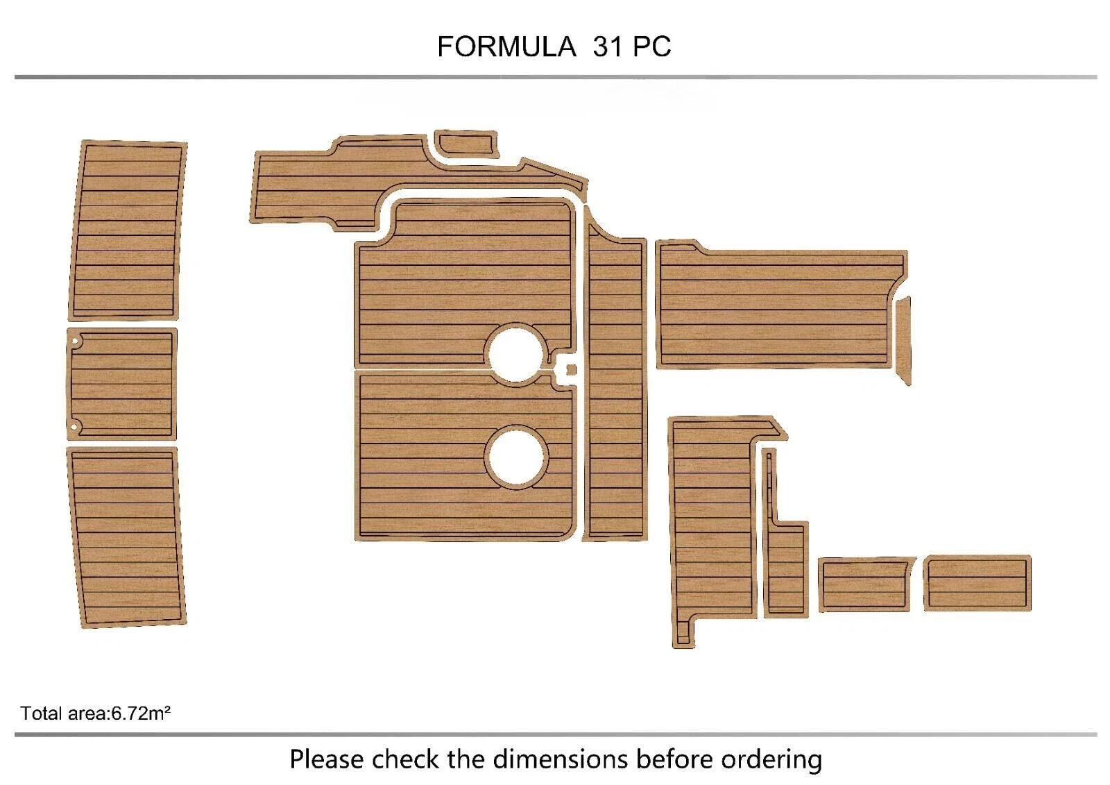 EVA Foam Teak Deck Flooring Mat for Formula 31 PC