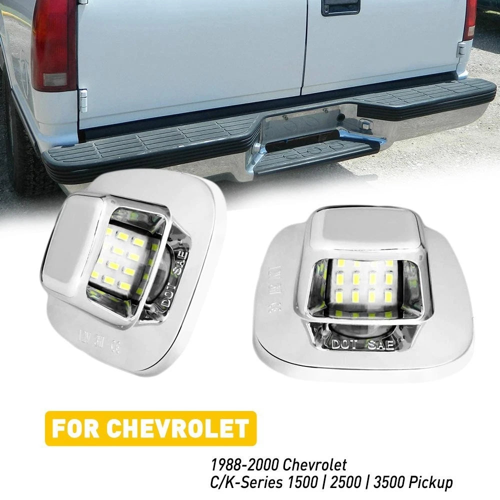 Chrome 12-LED License Plate Light for Chevy C/K 1500 2500 3500 (1988–1998)