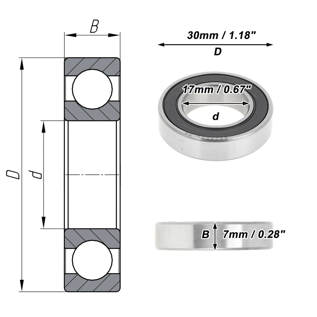 Deep Groove Ball Bearing P4 for Scooter Skateboard Wheel (17x30x7mm)