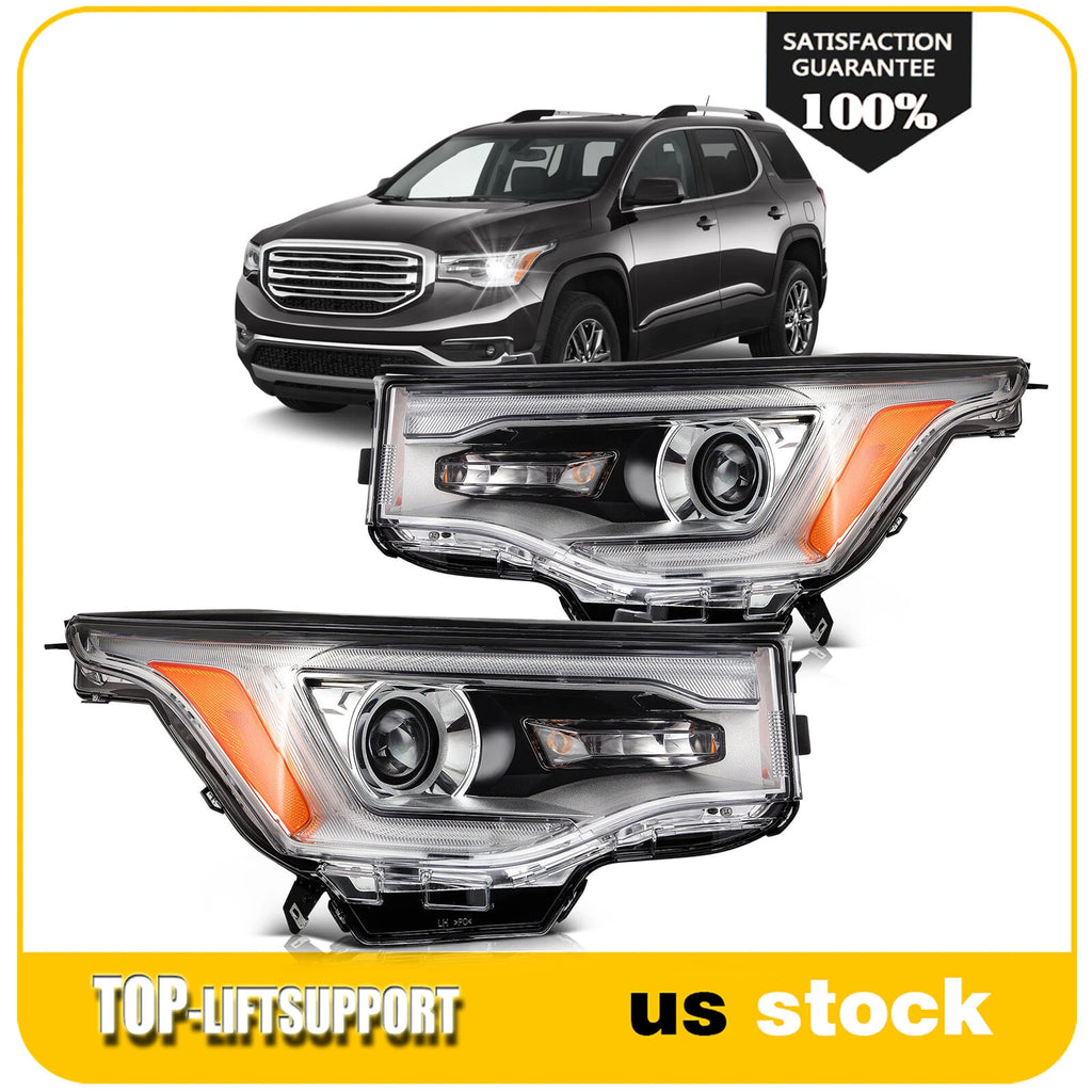 2X LED Headlight Assembly for GMC Acadia (2017–2019) Chrome Housing