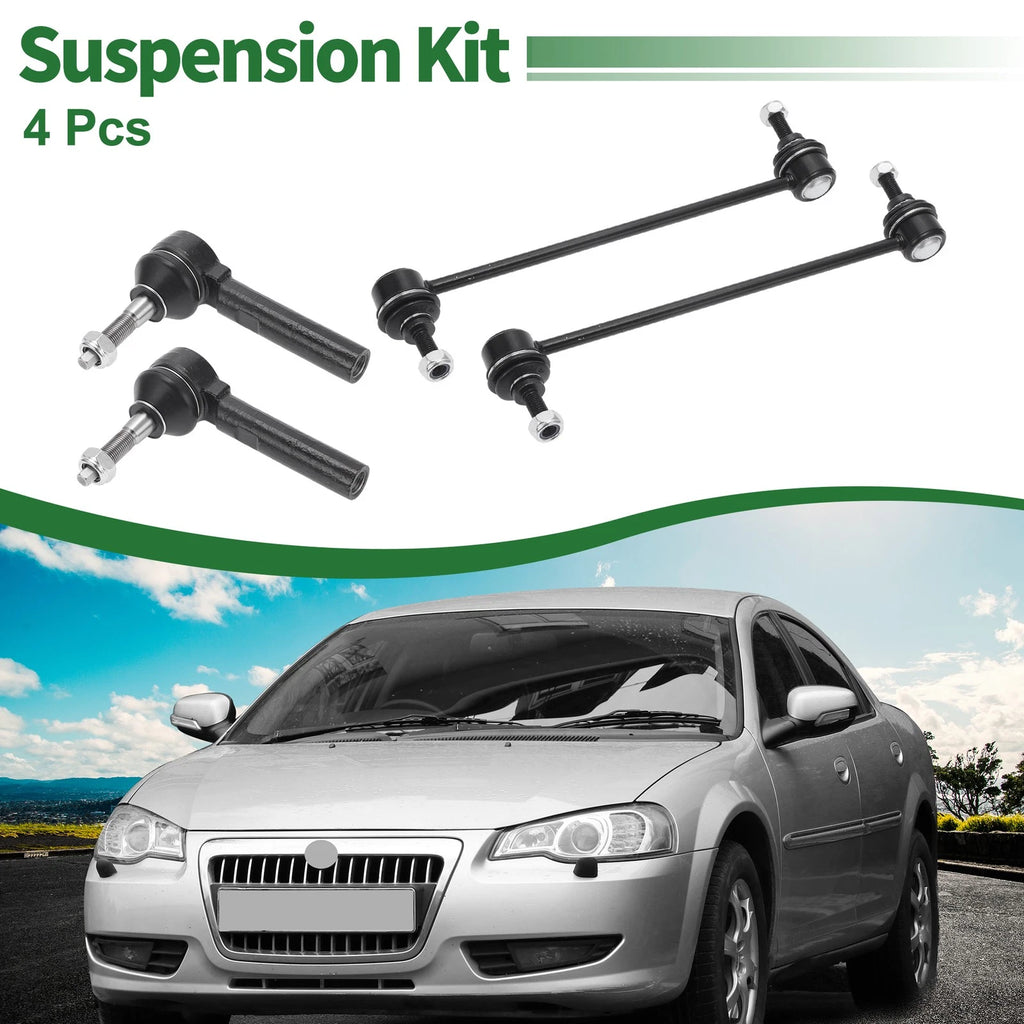 Set of 4 Front Outer Tie Rod Ends & Sway Bar Link for Chrysler Sebring (2007–2008)