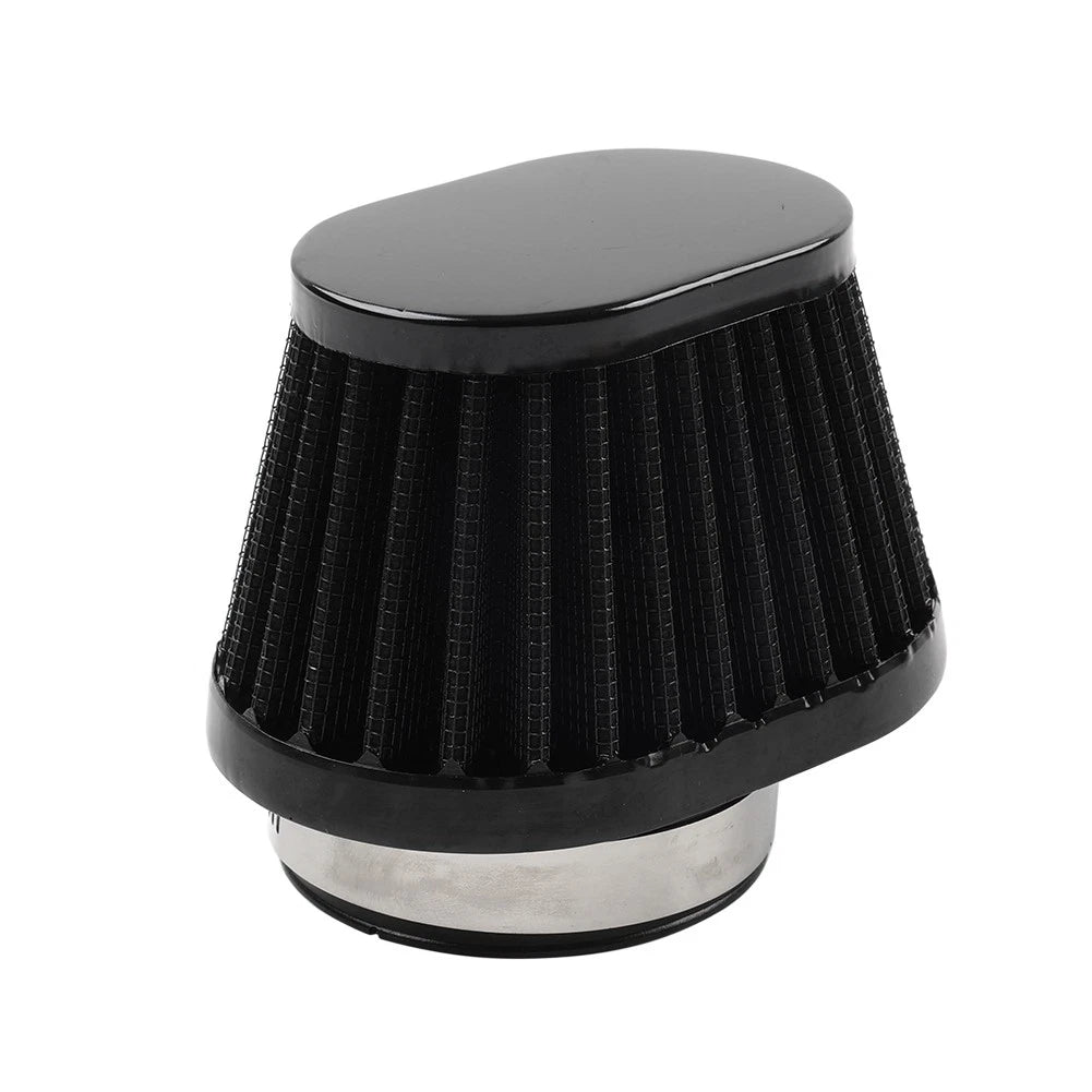2X 55MM 2.17" Motorcycle Oval Air Intake Filter Cleaner Pod Black