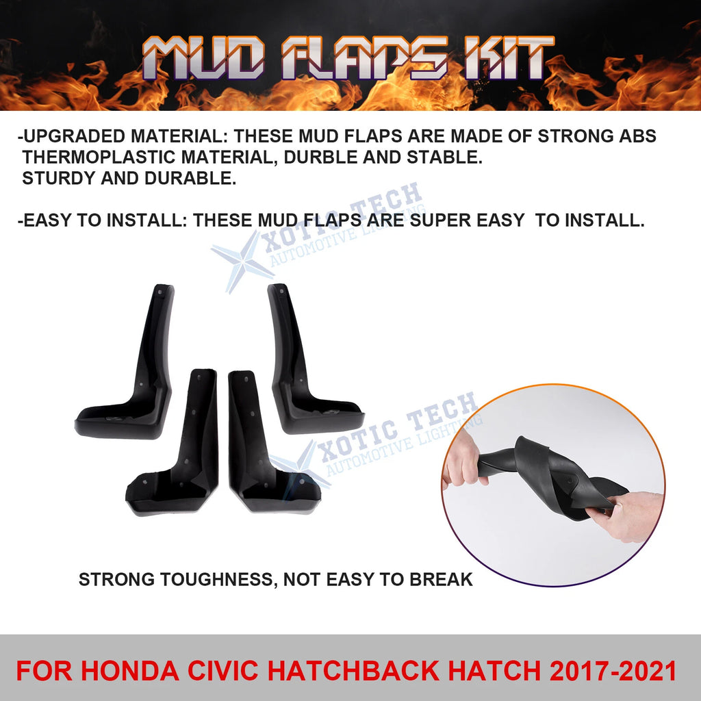 Mud Flaps Splash Guards Mudguards Set for Honda Civic Hatchback (2017-2021)
