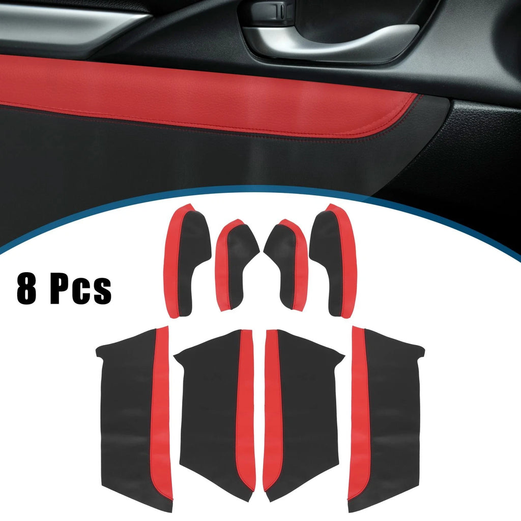 8Pcs Door Panel Armrest Cover for Honda Civic (2016–2020) Red Line
