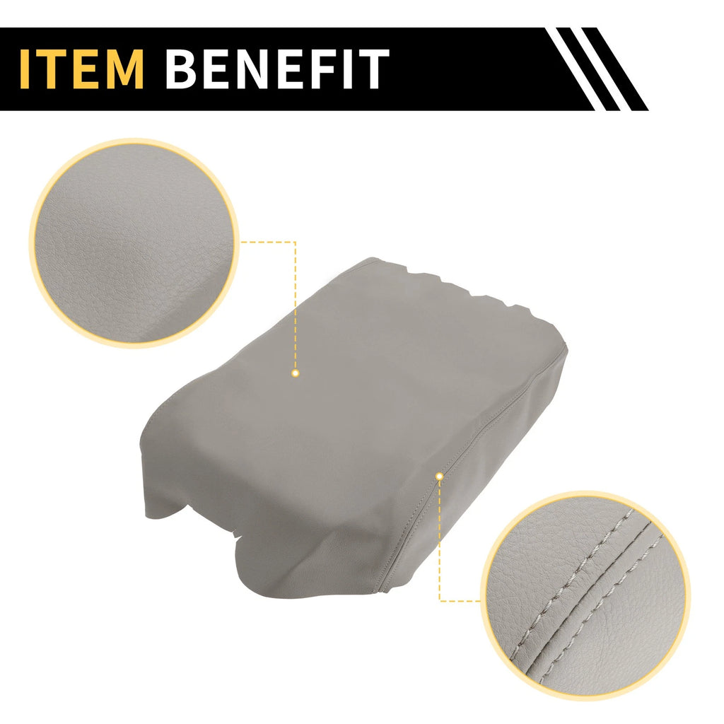 Console Lid Armrest Cover for Toyota Tundra (2007–2021) Microfiber Leather Grey