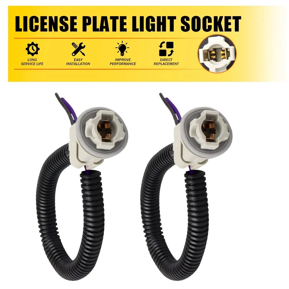 2X License Plate Tag Light Sockets Wire Harness for Ford F250 F350 (1999–2015)