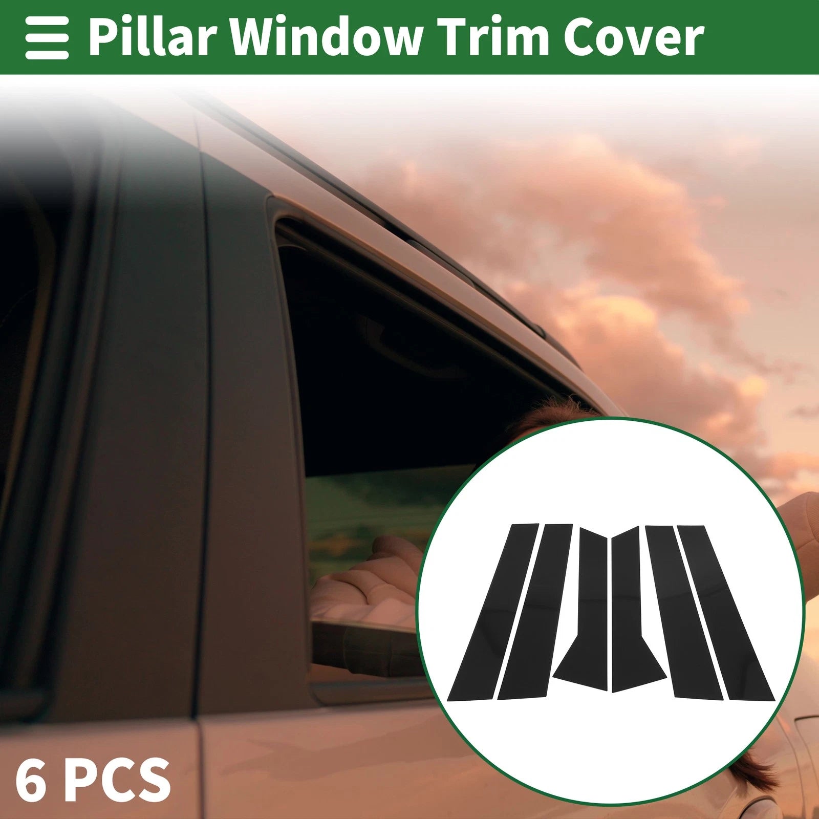 6 Pcs Door Pillar Window Trim for BMW X1 (2023–2024) Black
