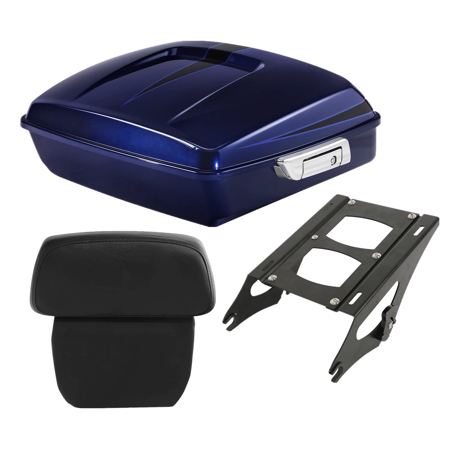 Chopped Trunk Pad Mount Rack for Harley Touring (2014–2023) Zephyr Blue/Black