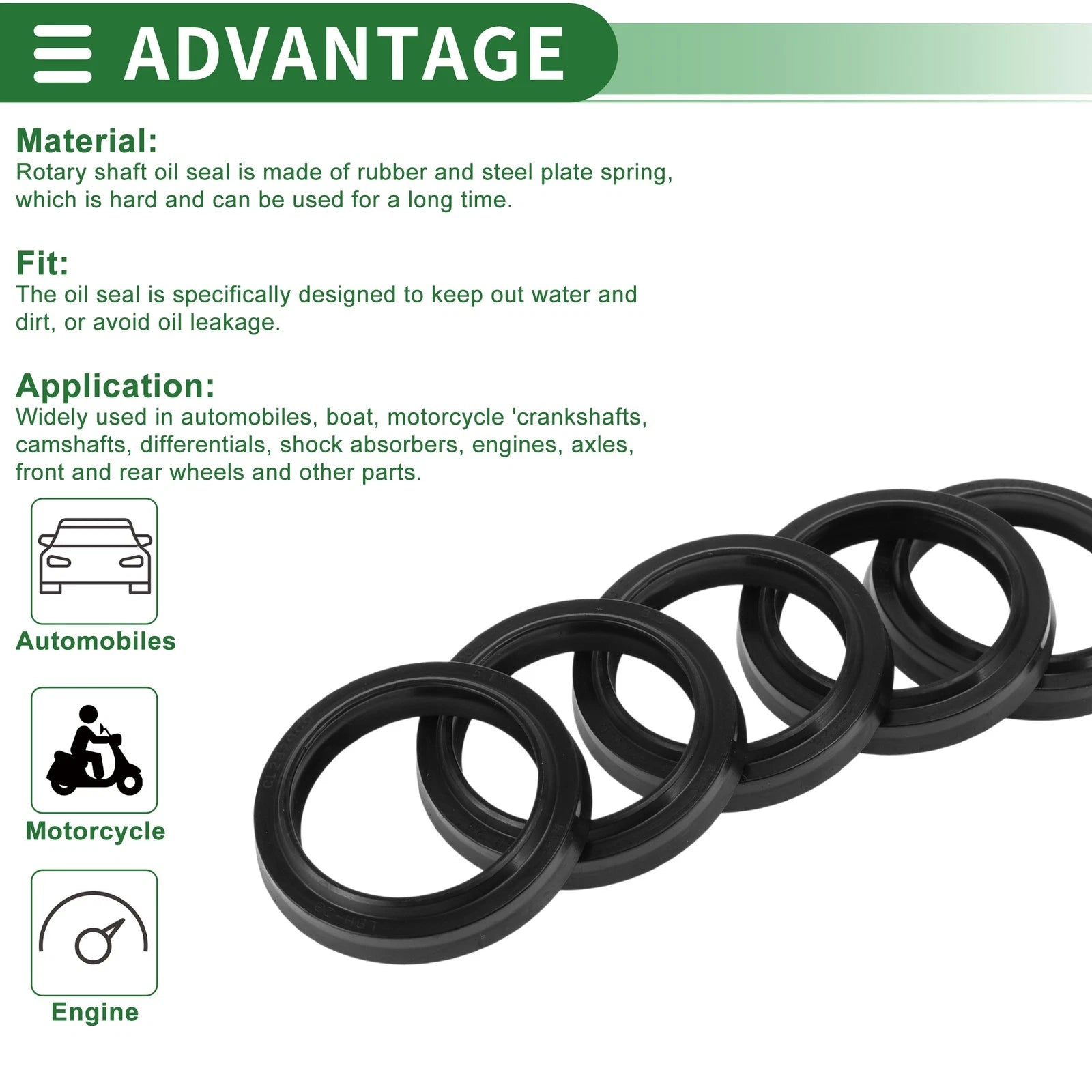 Set of 5 Oil Seal Rotary Shaft Seal NBR Rubber 28x36x4.5mm