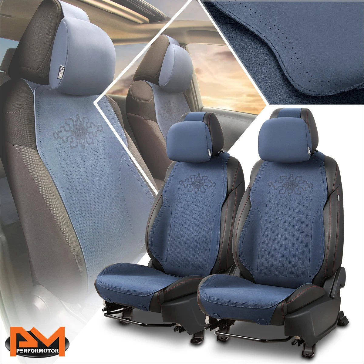 Front Row Bucket Seat Covers for Universal Fit (Protex Plus Series, Blue)