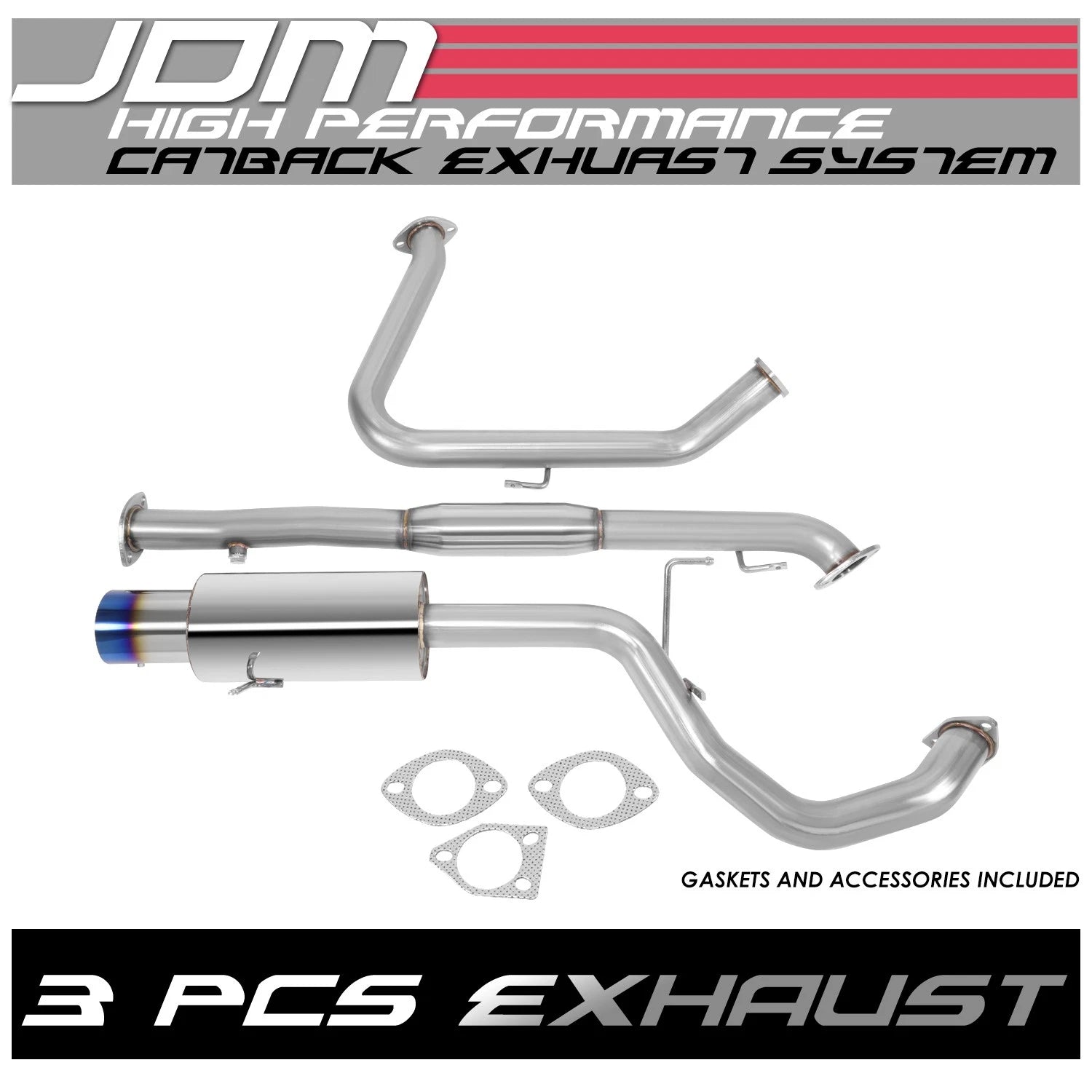 Catback Exhaust for Mitsubishi Galant 1999–2003 w/ 4" Muffler Tip & Silencer