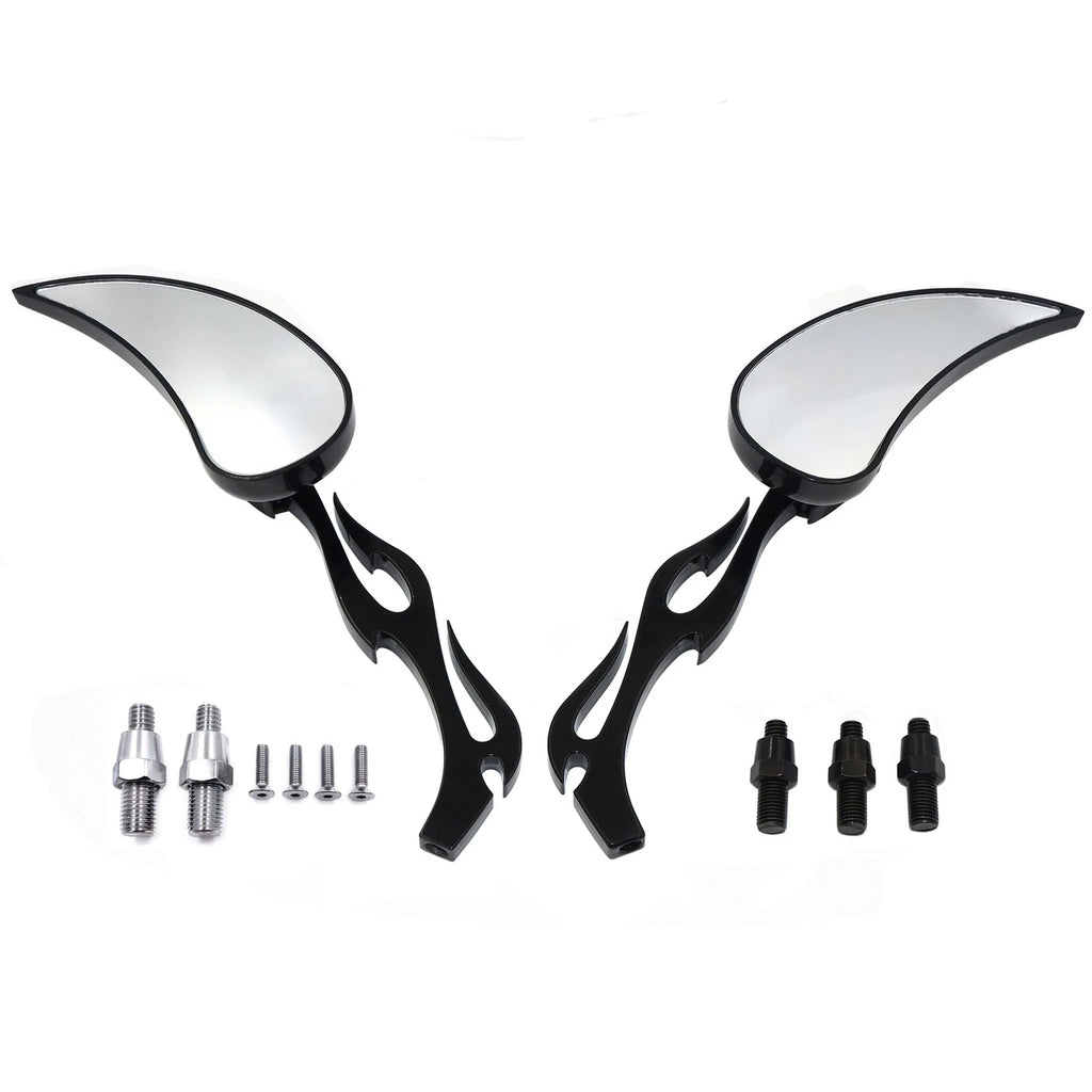 Teardrop Flame Mirrors for Honda/Kawasaki/Suzuki Cruiser (All Years)