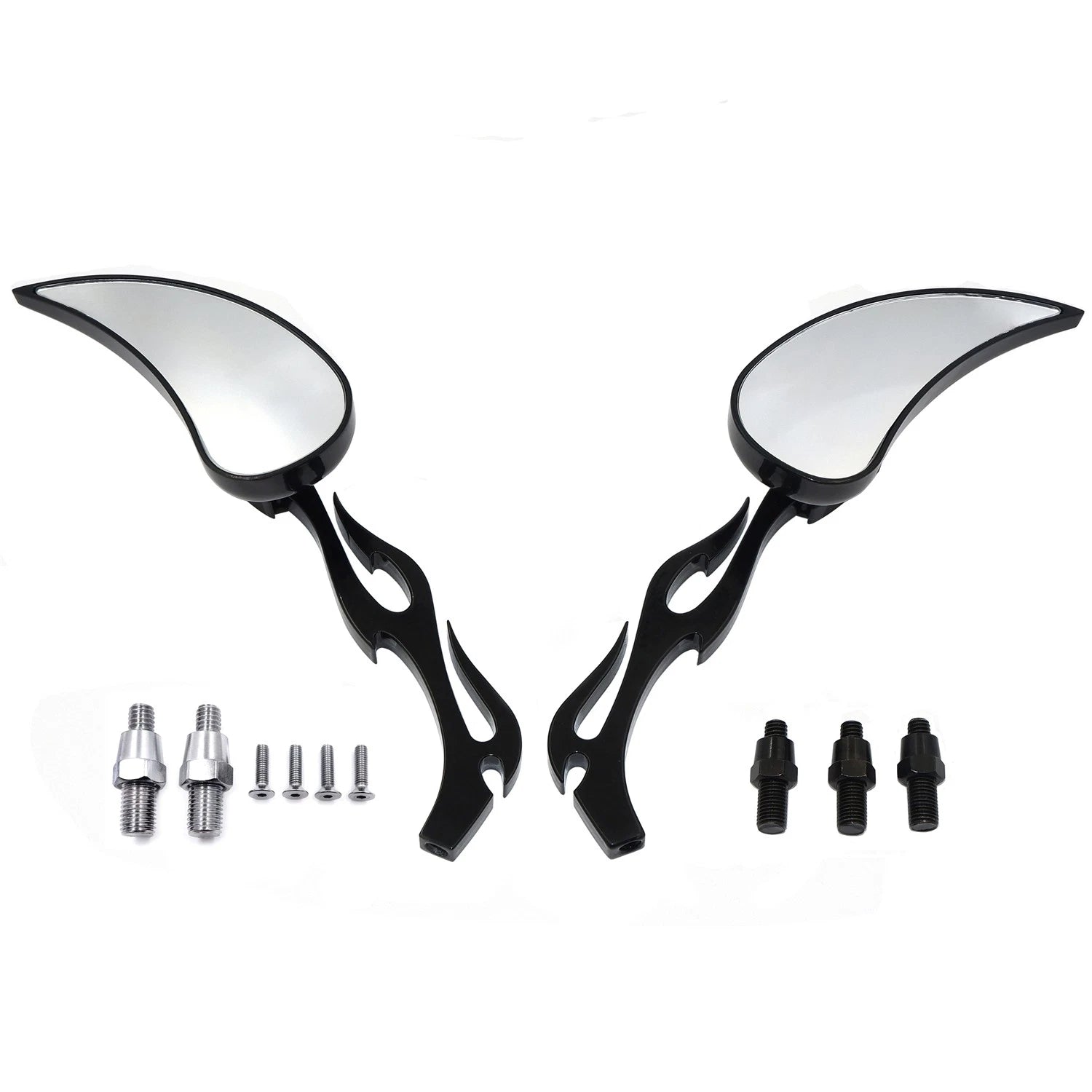 Teardrop Flame Mirrors for Honda/Kawasaki/Suzuki Cruiser (All Years)