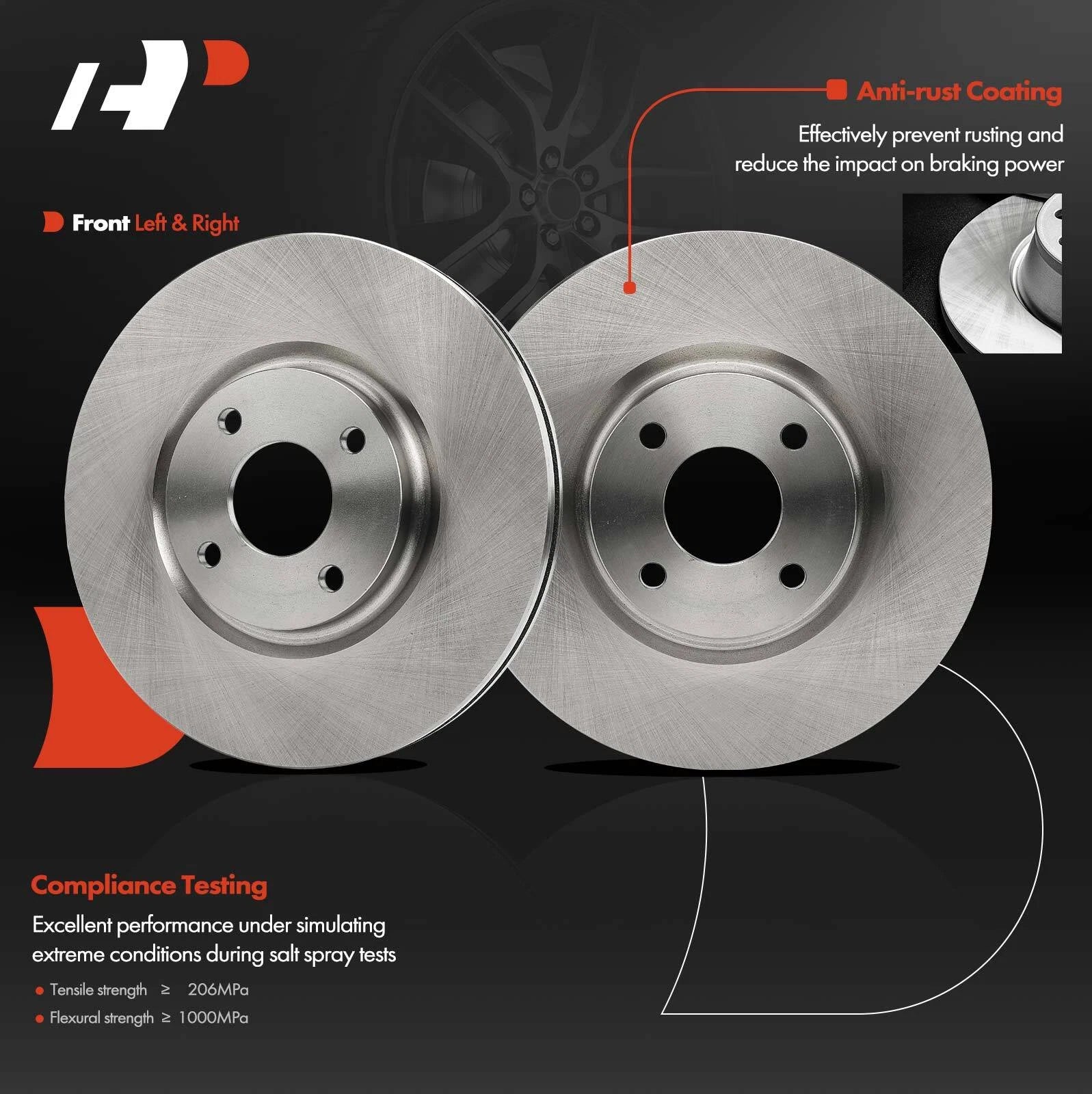 Front Disc Brake Rotors & Pads for Ford EcoSport (2018–2020)