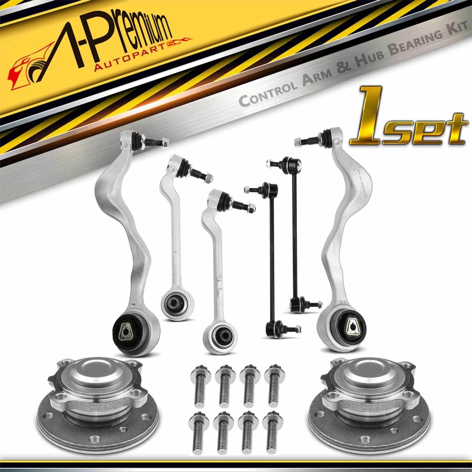 8x Wheel Bearing Control Arm Ball Joint Kit for BMW 128i 135i 323i 325i (2008–2013)