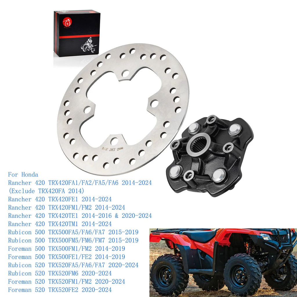 Front Wheel Hub & Brake Disc Rotor for Honda Rancher 420, Rubicon, Foreman 500, 520 (2000–2023)