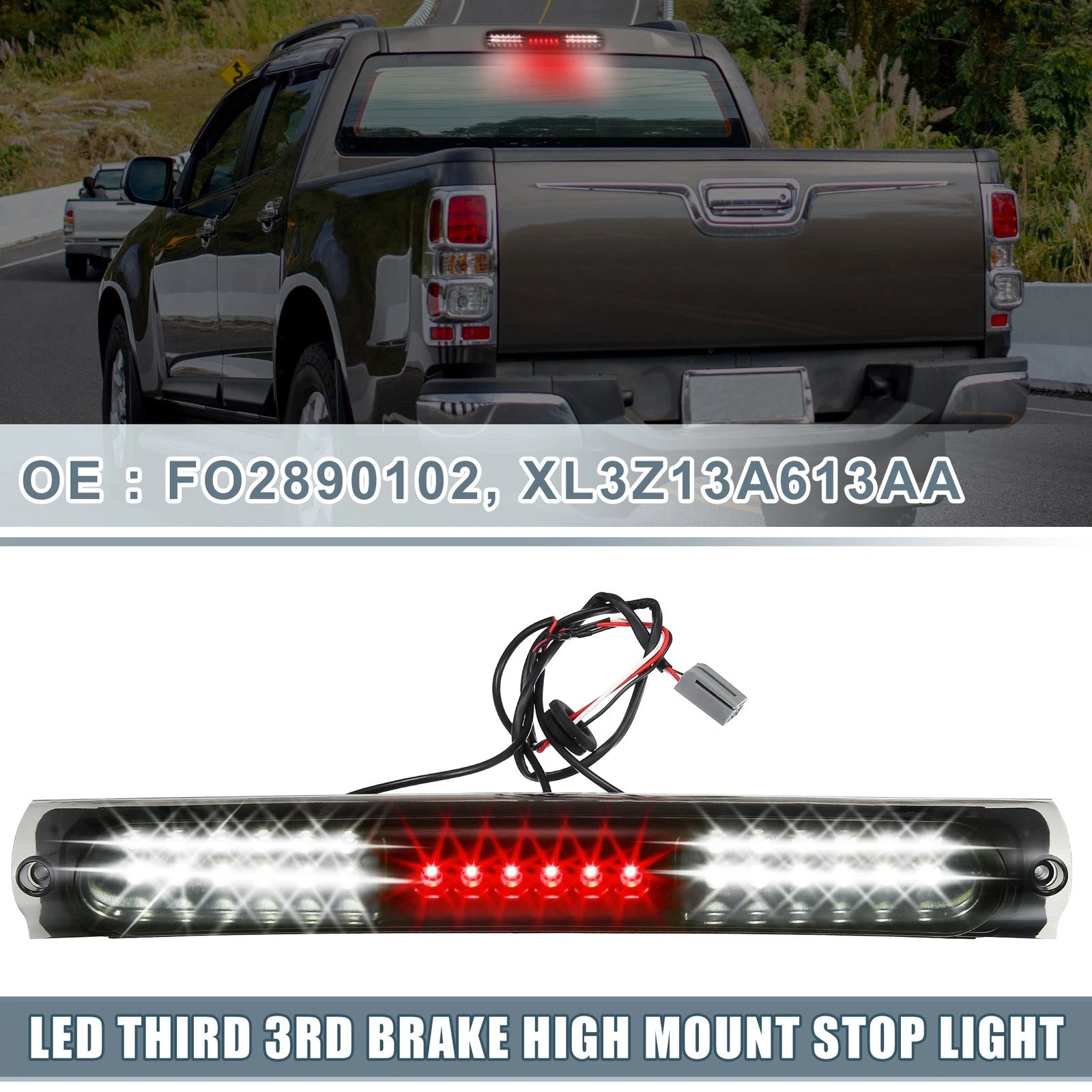High Mount Stop Light XL3Z13A613AA for Ford F150 (2004–2008) Black Smoked Lens