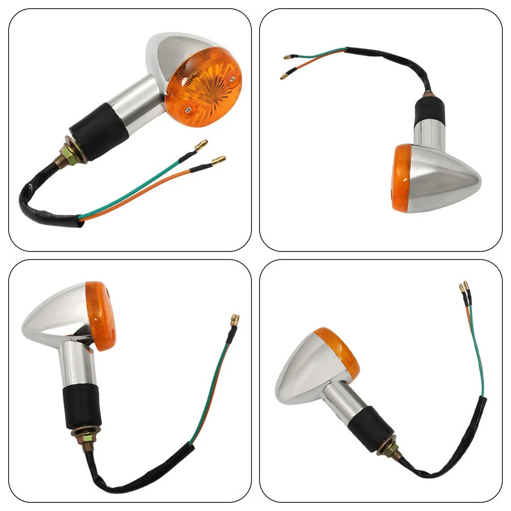 2X Turn Signal Blinker Light for Motorcycle (Amber Chrome)