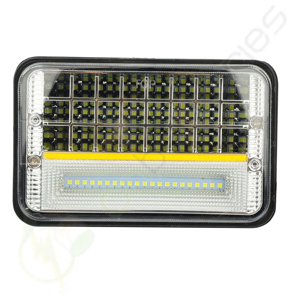 1pc 4"x6" Ultra White Hi/Low Beam DRL Square Headlight Universal