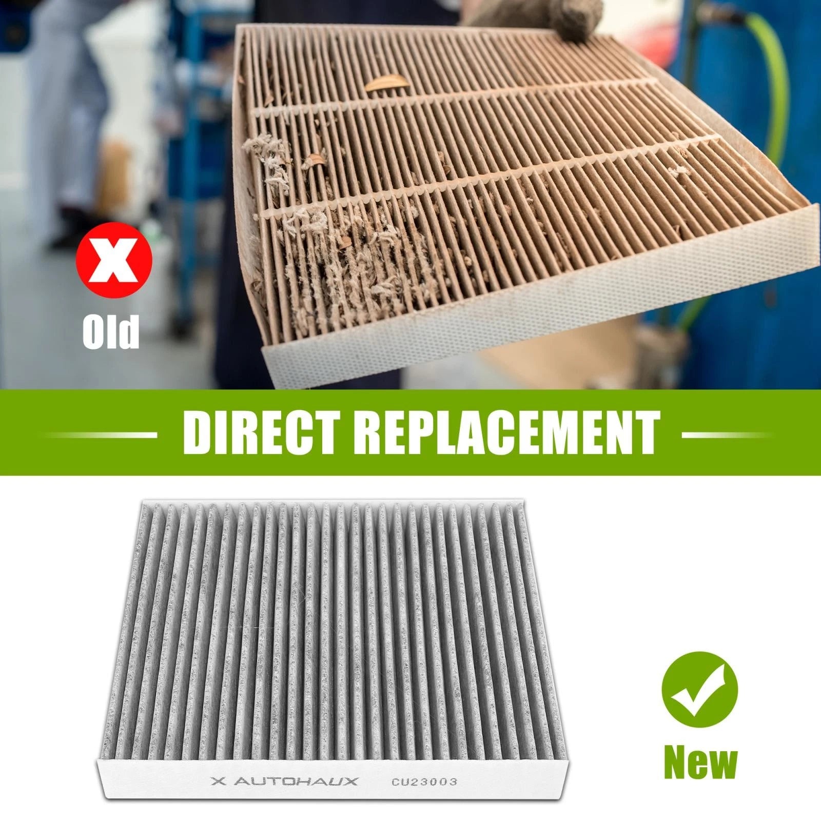 Cabin Air Filter Set of 2 for Chrysler Town & Country, Nissan GT-R, Titan XD CU23003