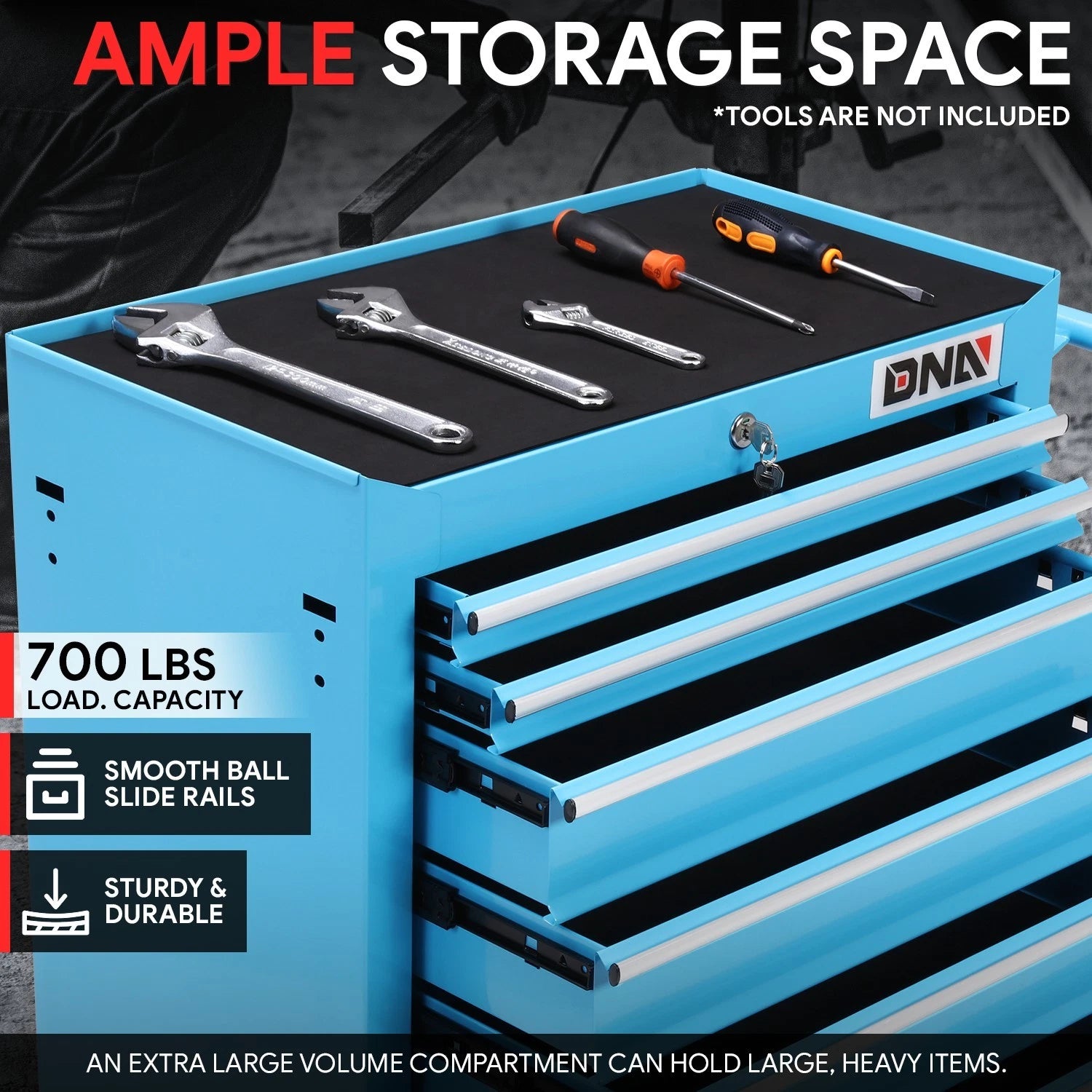 7 Drawer Roller Tool Cabinet for Garage Auto Mechanic (Lockable, Blue)