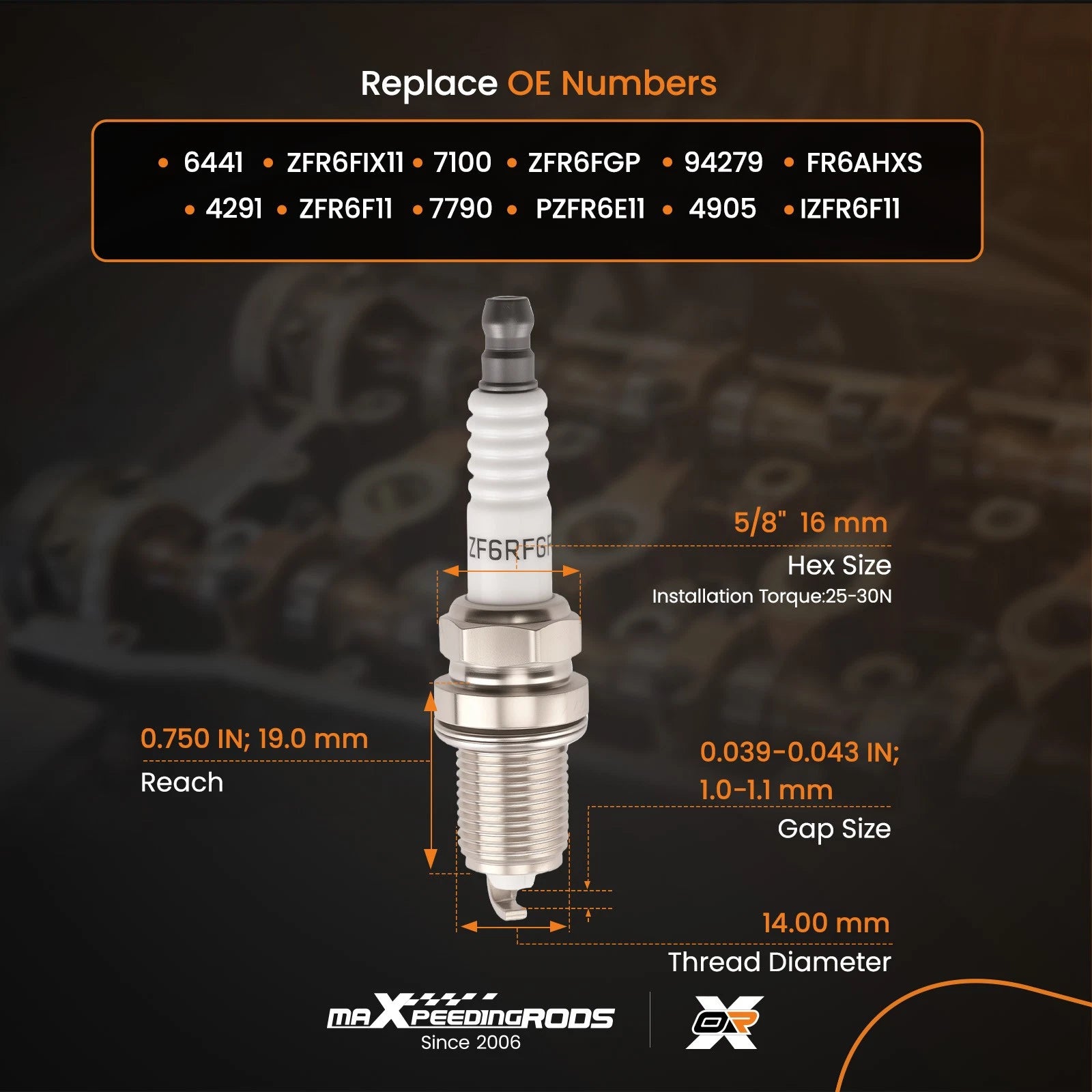 4-Pack Iridium Spark Plugs for Honda Prelude (1992–2001) 2.2L 2.3L H22A1