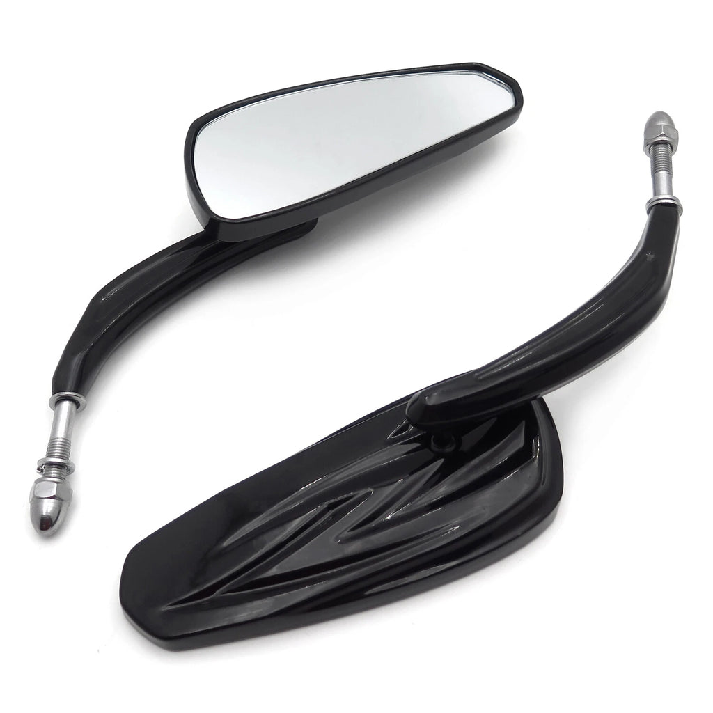 8mm Black Rear View Side Mirrors for Harley Touring Road Glide Electra