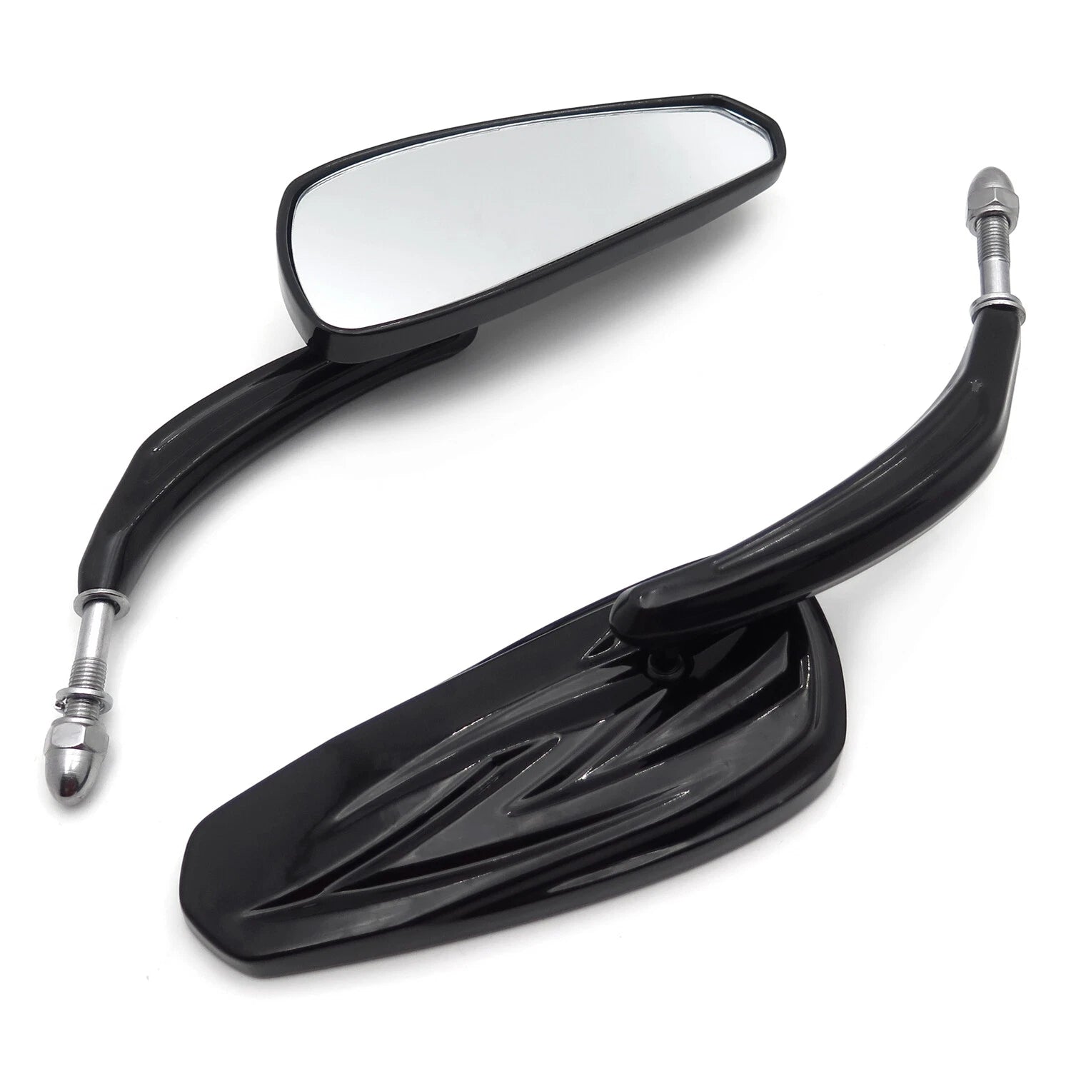 8mm Black Rear View Side Mirrors for Harley Touring Road Glide Electra
